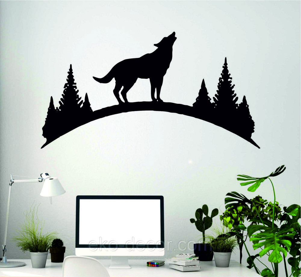 Декоративное настенное Панно «Волк», Декор на стену 90*48 см, Черный Киев - изображение 4