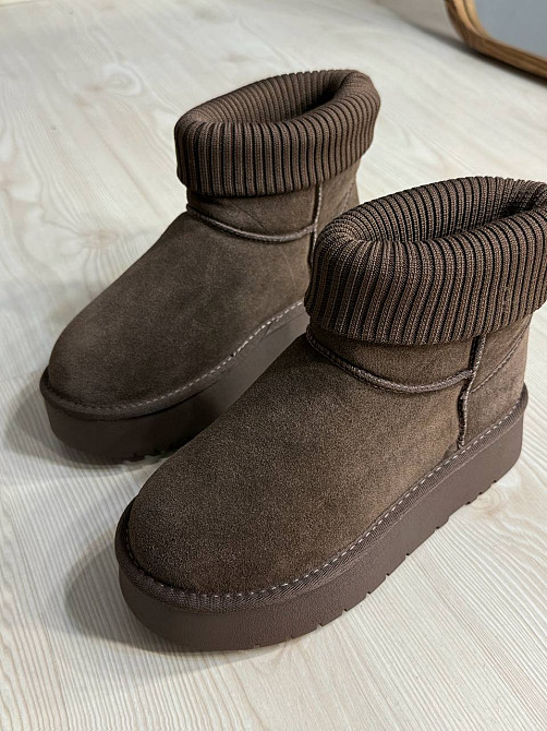 Уггі жіночі Hengji 56-7 з манжетом шкарпеткою на високій підошві коричневі, 40, 25 см Київ - фото 1