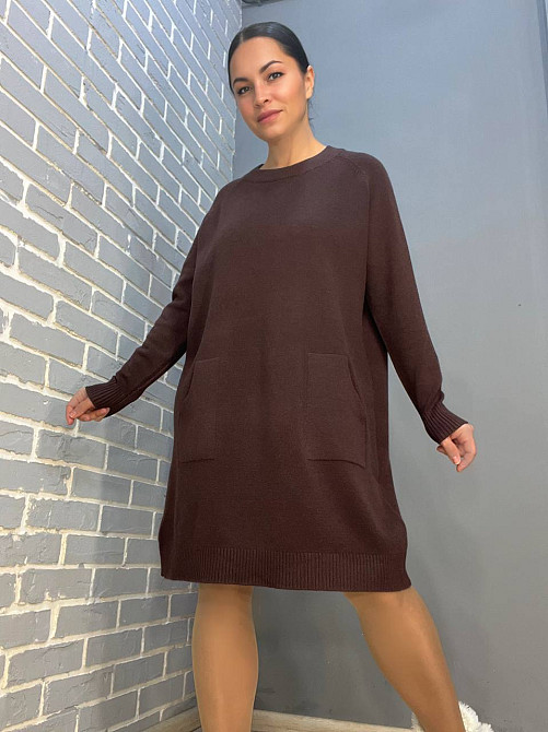 Платье женское LES ETOILES CLAIRES 8198 свитер оверсайз с карманами средняя длина one size, шоколад, one size Киев - изображение 9