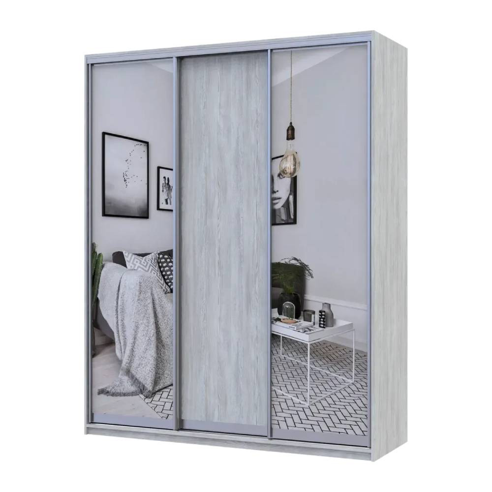 Шкаф купе Doros Сити Лайт Сосна Натти 1 ДСП / 2 зеркала 225х60х225 (DRS-011972) Львов - изображение 3
