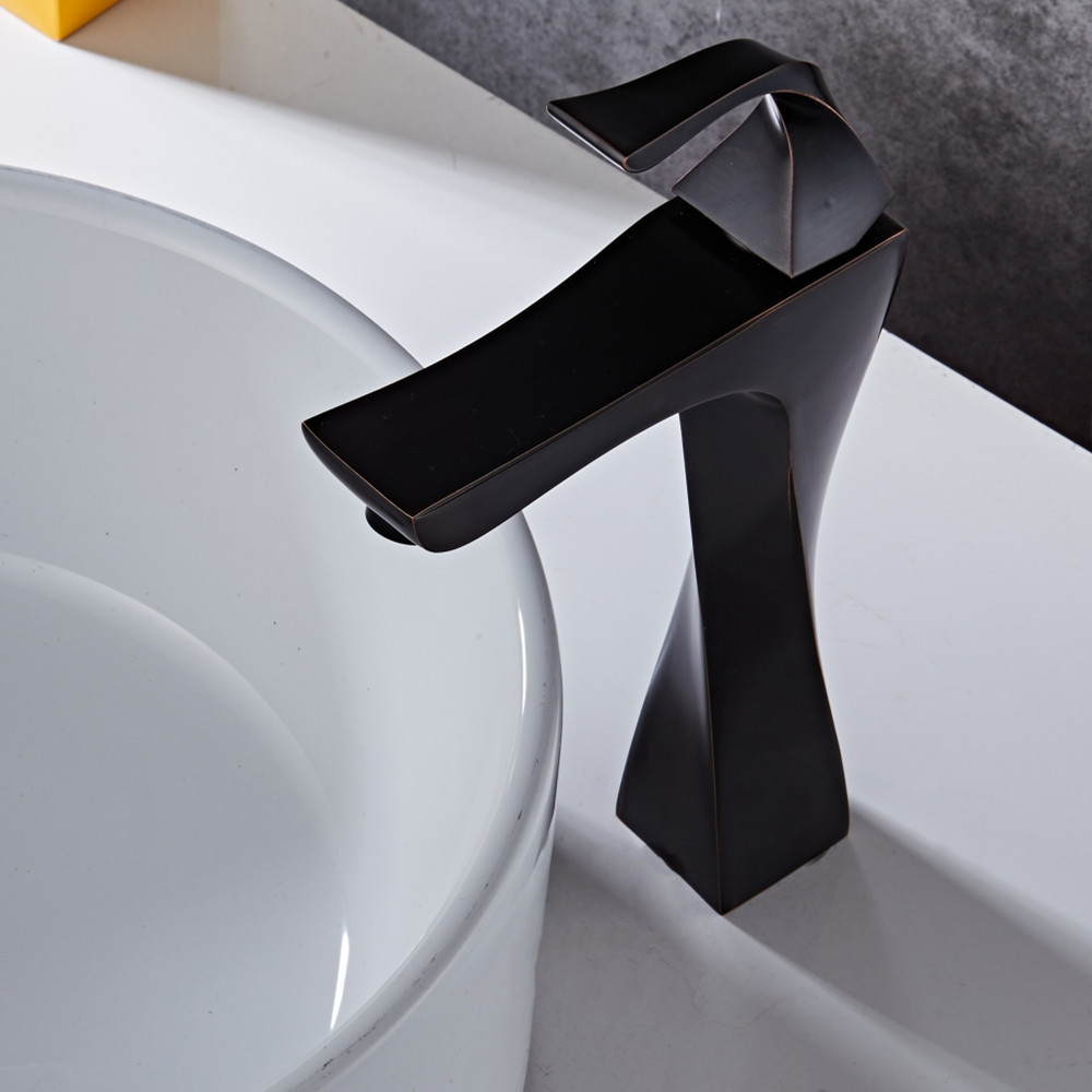 Дизайнерский смеситель для умывальника WanFan люкс качества, кран в ванную с одной ручкой матовый Черный Каменец-Подольский - изображение 4