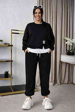Женский прогулочный костюм двойка: кофта и штаны двунитка Черный, 50/52 Одесса