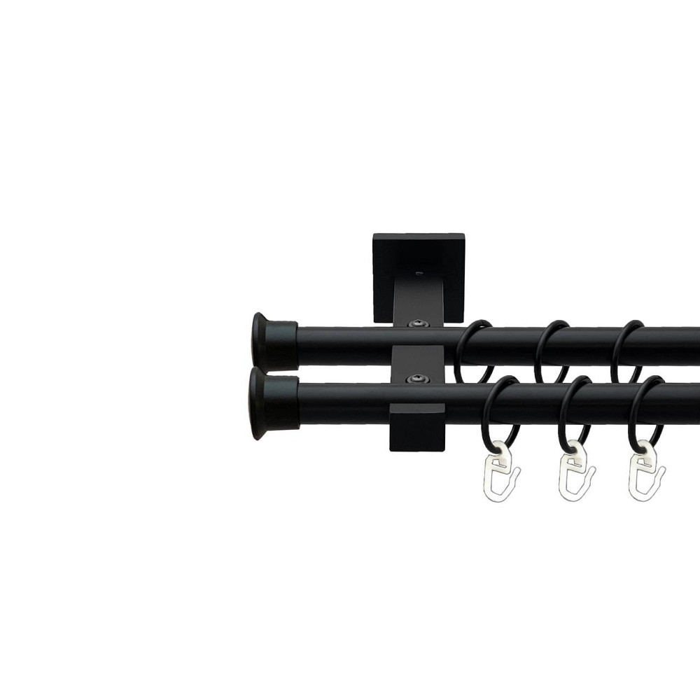 Карниз Orvit Дуо металевий дворядний техно гладка труба кільце металеве Чорний Оксамит 19\19 мм 200 см (00-00026665) Львів - фото 1