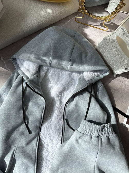 Женский теплый повседневный костюм двойка: худые+штаны, трехнить на флисе + мех Одесса - изображение 4