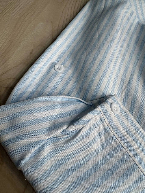Рубашка женская A-N 25130-1 в полоску оверсайз хлопковая голубая, голубой, one size Киев - изображение 3