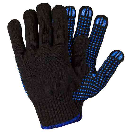 Sigma Перчатки трикотажные с ПВХ точкой р10 Оптима (черные) КРАТНО 12 парам SIGMA (9442531) Киев