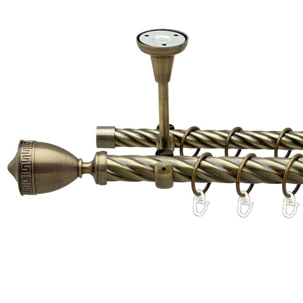 Карниз Orvit Афіна металевий дворядний відкритий до стелі скручена труба кільце металеве Антик 25\19 мм 240 см (00-00019056) Львів - фото 1