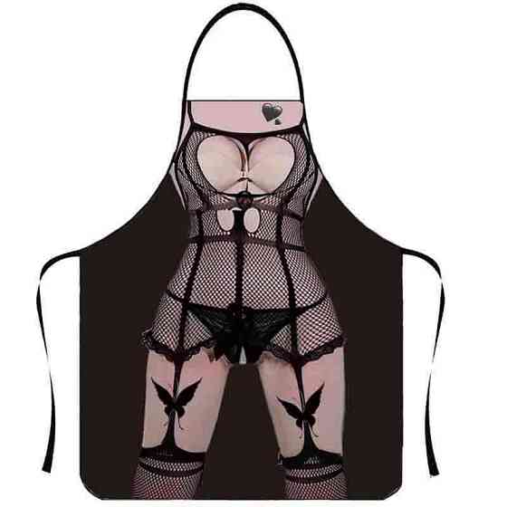Фартук с приколом женщина в белье в сетку 80 на 60 см разноцветный Киев