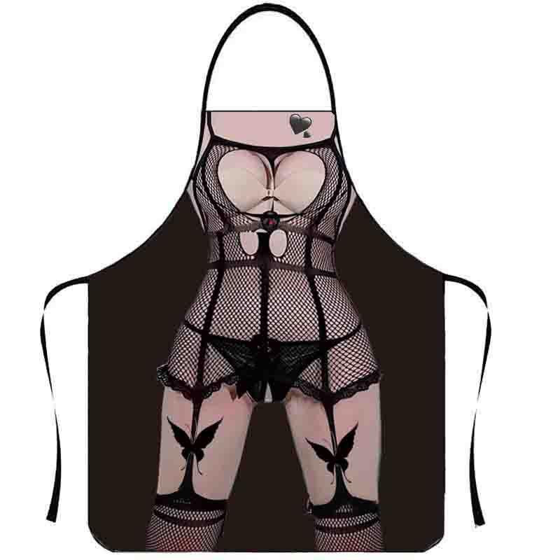 Фартук с приколом женщина в белье в сетку 80 на 60 см разноцветный Киев - изображение 1