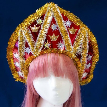 Новогодний головной убор для костюма зимы, красавицы, Снегурочки -  красный Зимний узор (3-5 дней) Киев - изображение 1