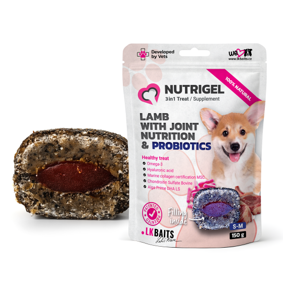 LK Baits Pet Nutrigel Lamb S-M Функціональні ласощі для собак для суглобів з ягням і пробіотиками (Ø 15 мм), 150 г Киев