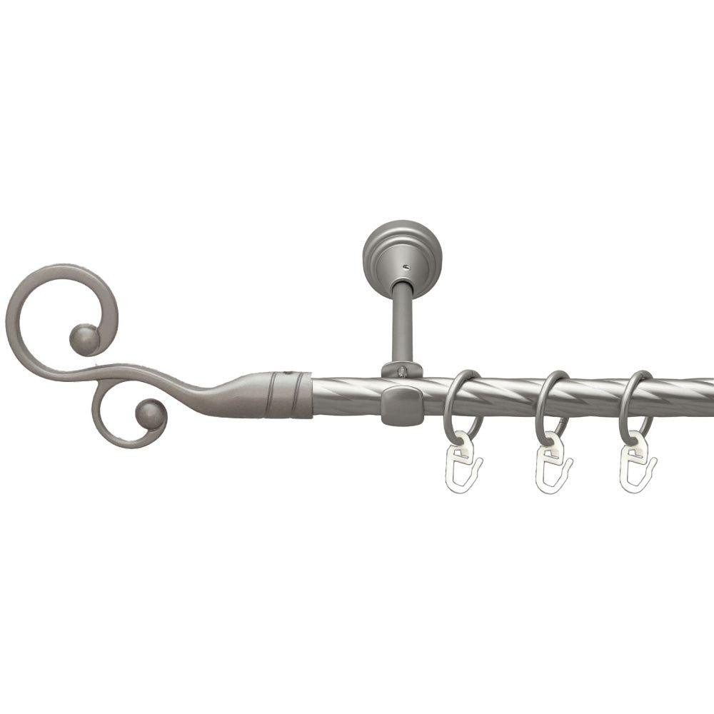 Карниз Orvit Флорес металевий однорядний відкритий скручена труба кільце металеве Сатин 16 мм 300 см Львов - изображение 1