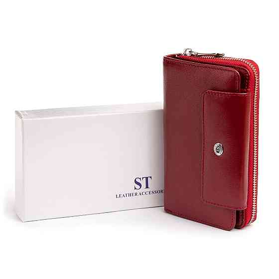Кошелек из кожи на защелке Бордовый (ST Leather) Киев