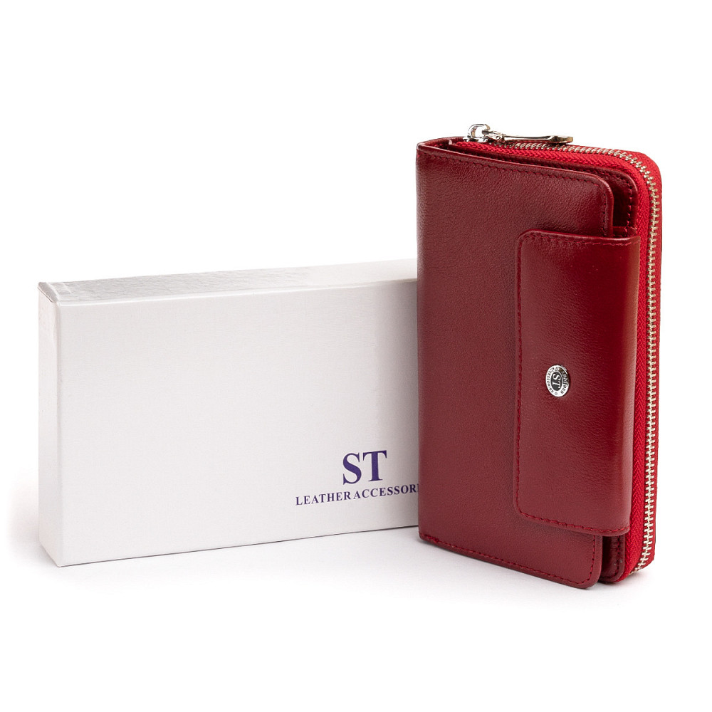 Кошелек из кожи на защелке Бордовый (ST Leather) Киев - изображение 3