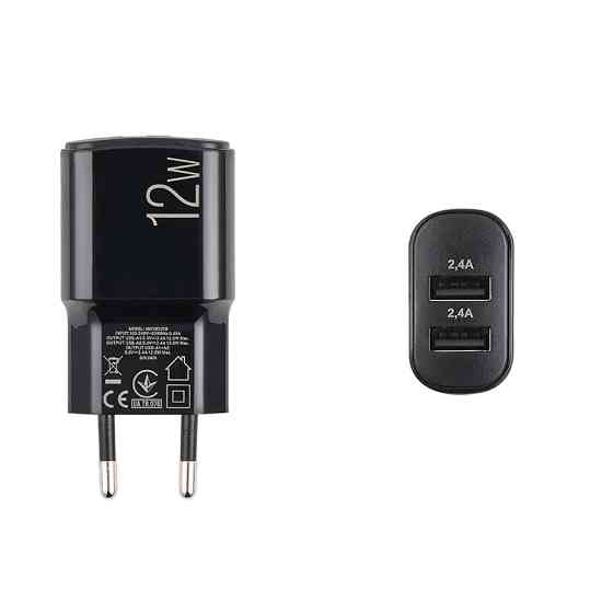 Сетевое зарядное устройство Brevia ePower 12W 2xUSB-A + кабель USB-A to Lightning 1м черный Львов