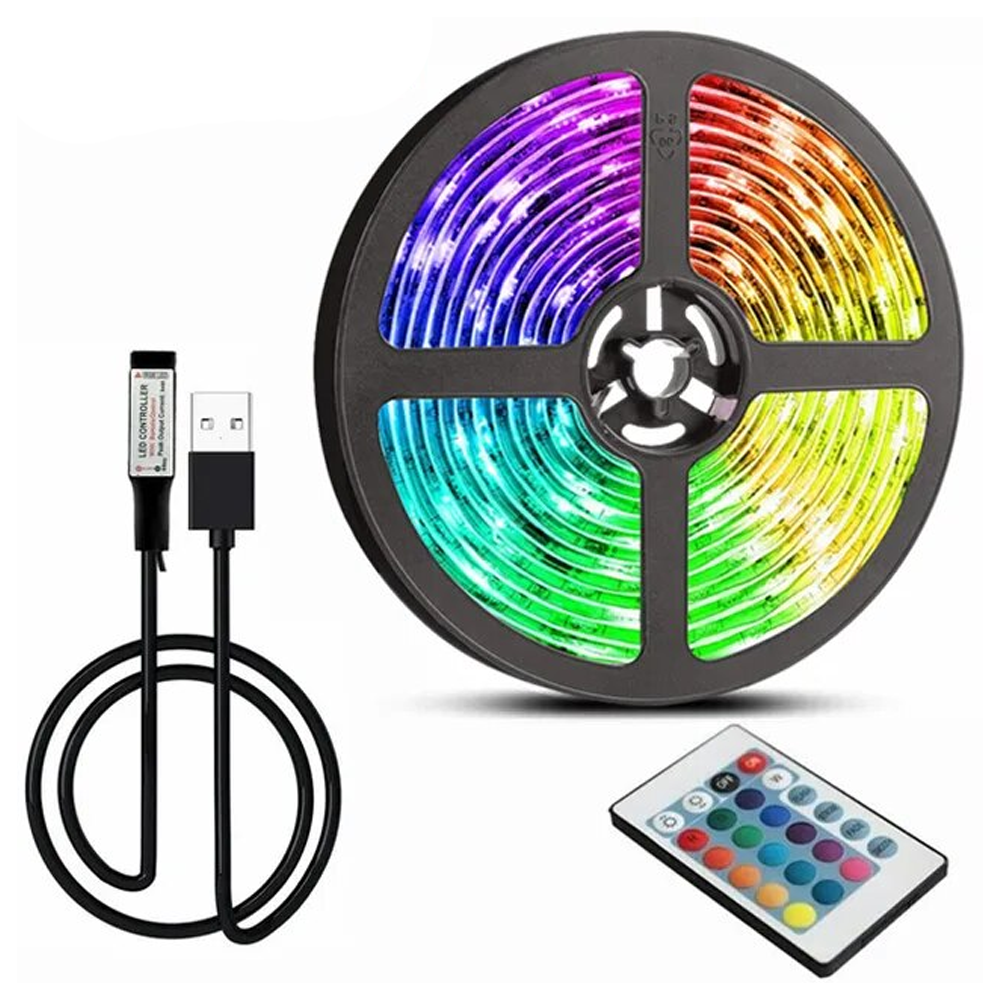 Світлодіодна стрічка 5 м, від USB + пульт TV LED Strip CB-5050 / Кімнатна лед підсвітка / RGB стрічка від повербанку Київ - фото 3