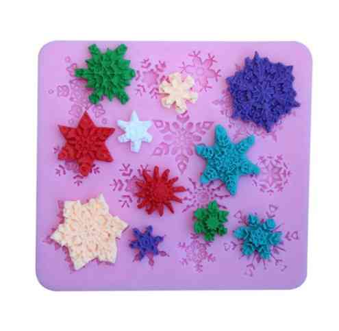 Молд силиконовый Снежинки 83 на 90 мм розовый Киев