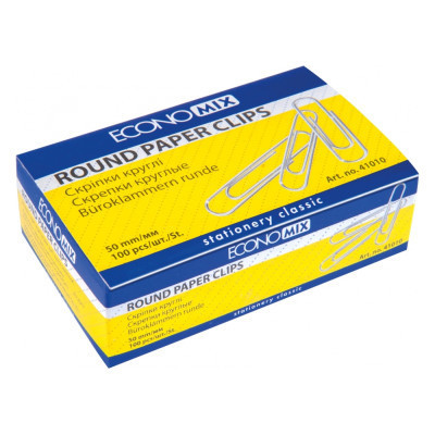 Скрепки канцелярские Economix 50 мм круглая, 100 шт (E41010) Винница - изображение 1