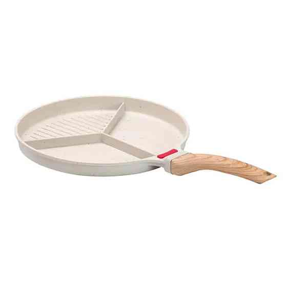 Кругла сковорода-гриль Ø 25 см, бежева, 3 секції Київ