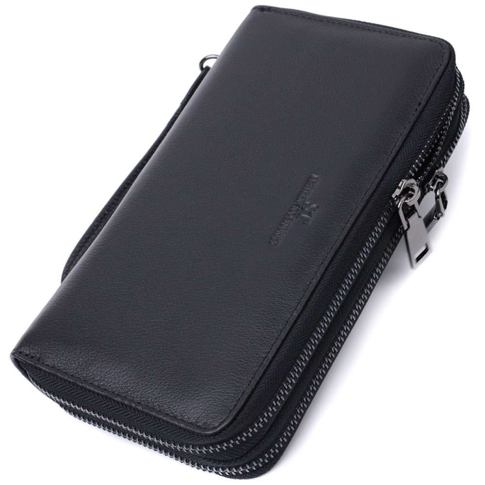 Стильный мужской клатч на два отделения из натуральной кожи ST Leather 22700 Черный Киев - изображение 1