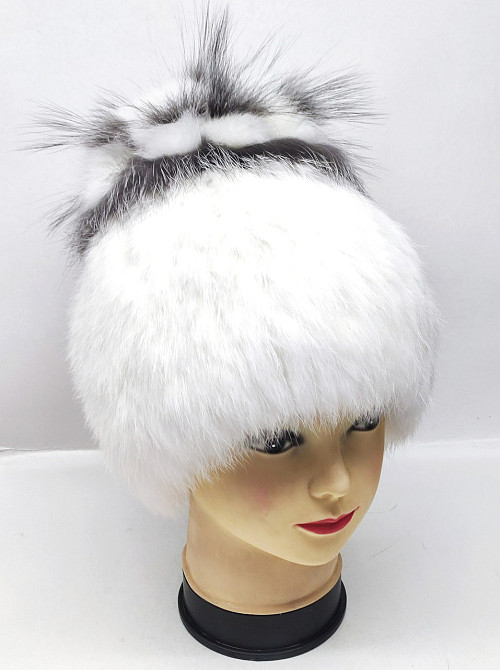 Шапка меховая женская цветок Белла кролик Rex Белый Харьков - изображение 5
