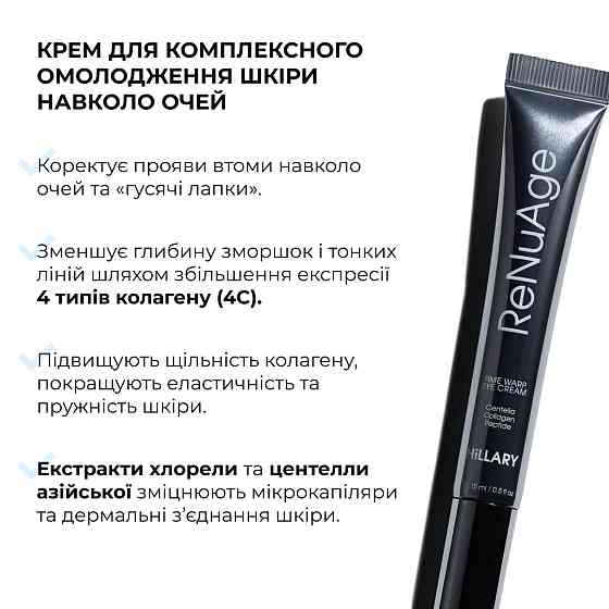 Крем для комплексного омолодження шкіри навколо очей ReNuAge Time Warp Eye Cream Hillary 15 мл Вінниця