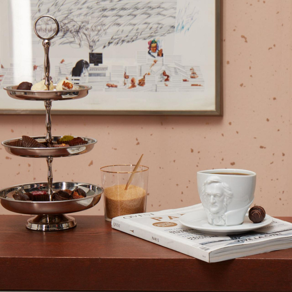 Чашка с блюдцем Tassen Людвиг ван Бетховен (260 мл) фарфор Белый Винница - изображение 2