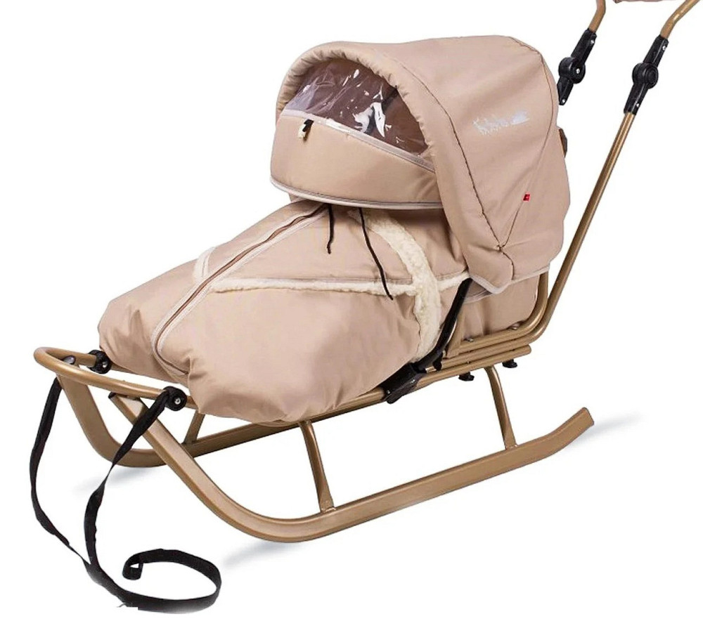 Санки коляска дитячі Adbor Piccolino зі спинкою, ручкою, капюшоном і конвертом для дітей Червоний Київ - фото 2