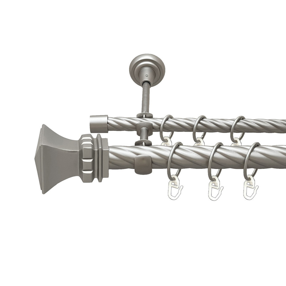 Карниз Orvit Емпорія металевий дворядний відкритий скручена труба кільце металеве Сатин 25\16 мм 160 см (00-00023536) Львів - фото 1