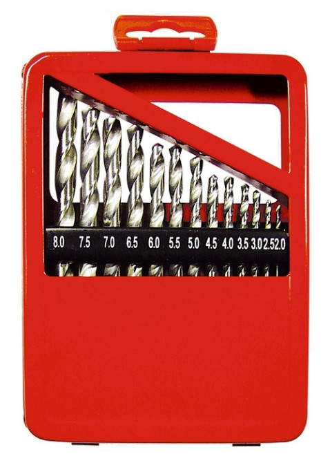 Набор сверл по металлу, 2-8 мм (через 0,5 мм), HSS, 13 шт., метал. коробка цил. хвостовик MATRIX Полтава - изображение 1