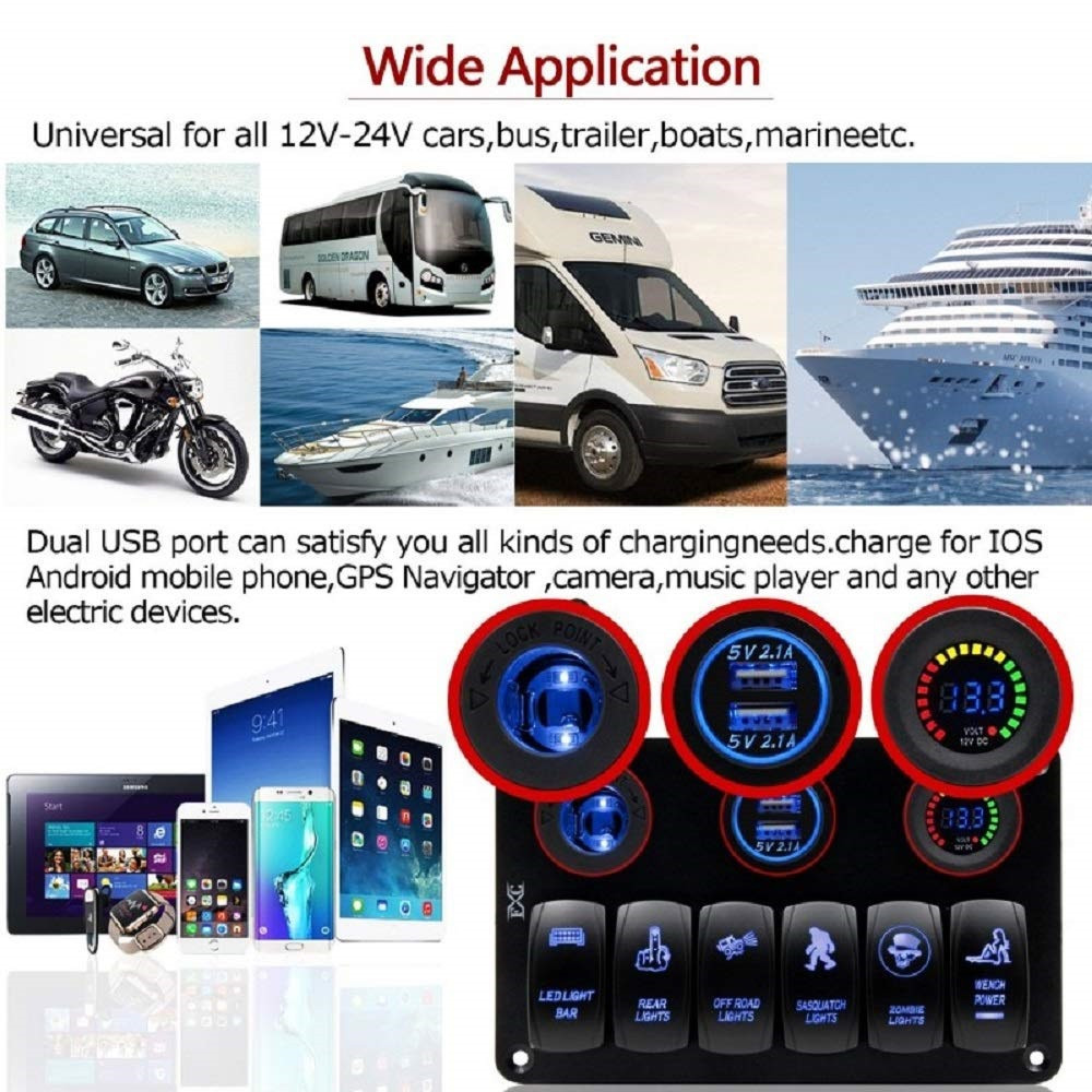 Блок перемикачів HeadLight 6+3 синя підсвітка 12V Харків - фото 4