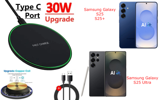 Бездротовий зарядний пристрій 30W для Samsung Galaxy S25, S25+, S25 Ultra Київ