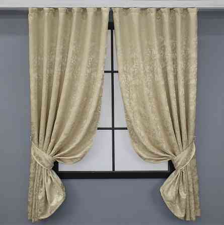 Комплект коротких штор VR-Textil Лен мрамор Pavliani ХО №1270ш 130х170 см 2 шт Бежевый (35-0112) Киев