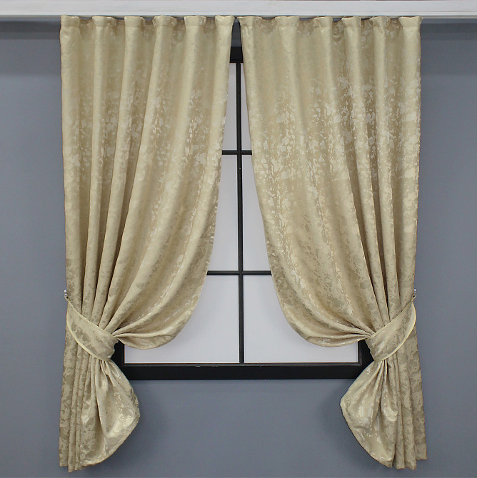 Комплект коротких штор VR-Textil Лен мрамор Pavliani ХО №1270ш 130х170 см 2 шт Бежевый (35-0112) Киев - изображение 1