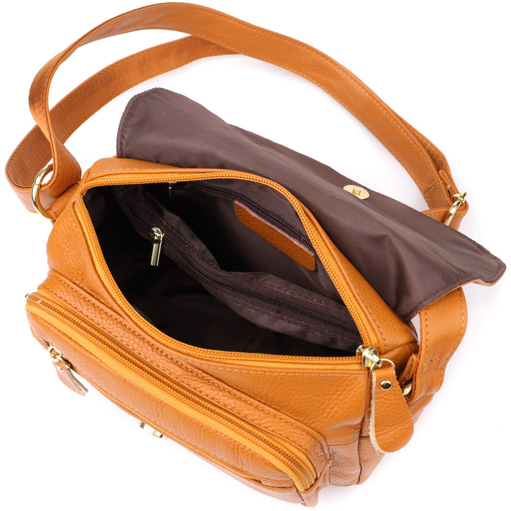 Вместительная повседневная сумка из натуральной кожи для женщин Vintage 22968 Рыжий Киев - изображение 7
