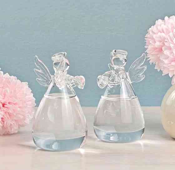 Стеклянная ваза ангел для цветов 9 см декоративная мини ваза для одного цветка прозрачная ваза сувенир стеклянный ангел Киев