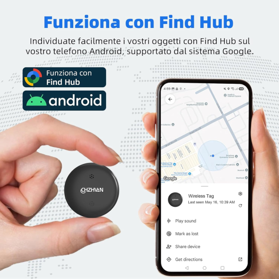 Смарт-трекеры CHZWAN для Android Google Find Hub, Bluetooth, IP67, CR2032, для ключей и багажа, 4 шт., черные белые Киев