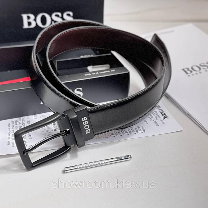Мужской двусторонний ремень и две пряжки Boss (203-1) Киев - изображение 7