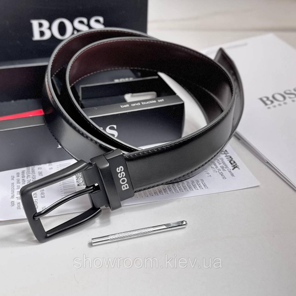 Чоловічий двосторонній ремінь та дві пряжки Boss (203-1) Київ - фото 7