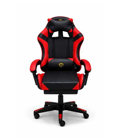 Геймерське крісло Primaveo з ергономічними подушками та висувною підставкою для ніг, Чорний/Червоний Київ