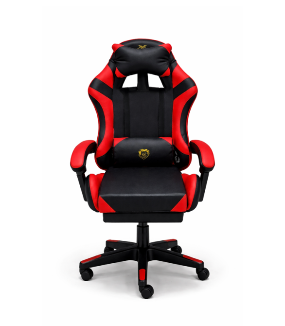 Геймерське крісло Primaveo з ергономічними подушками та висувною підставкою для ніг, Чорний/Червоний Київ - фото 6