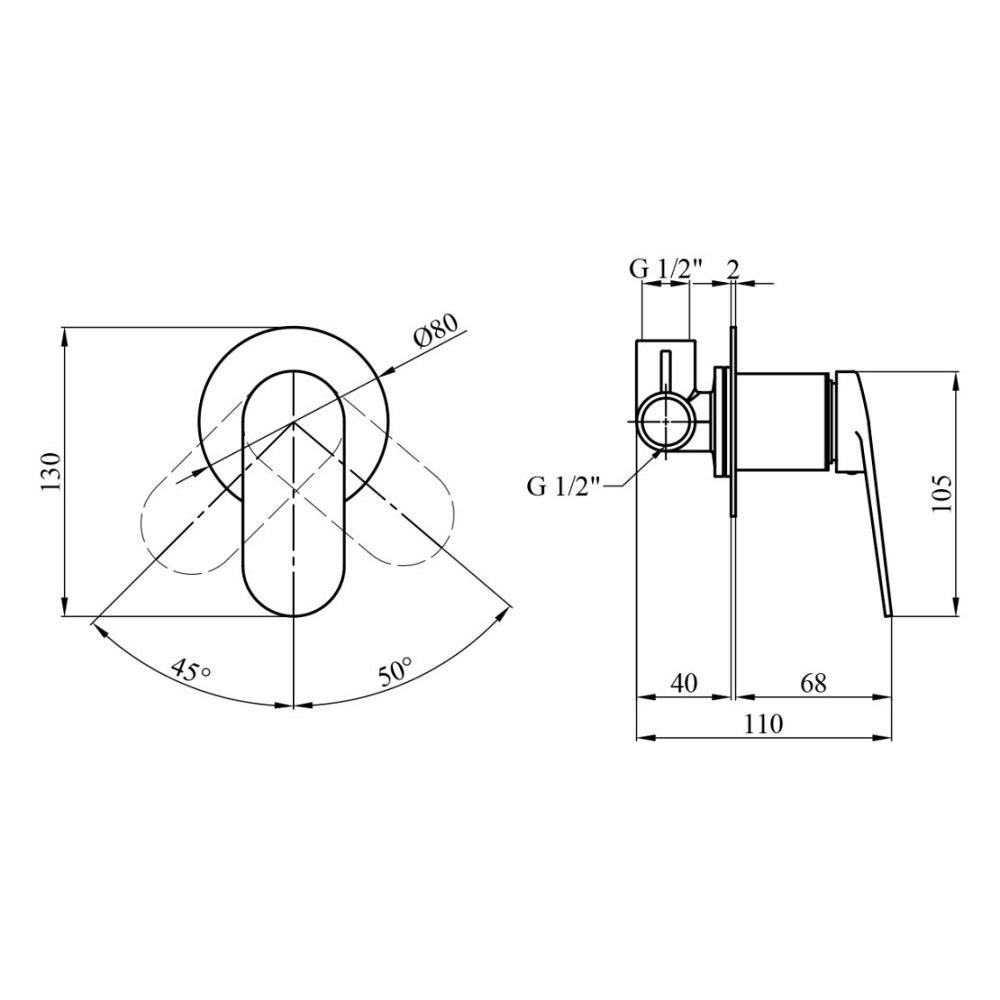 Смеситель скрытого монтажа для душа Kroner Element 211433-3801 черный Киев - изображение 5