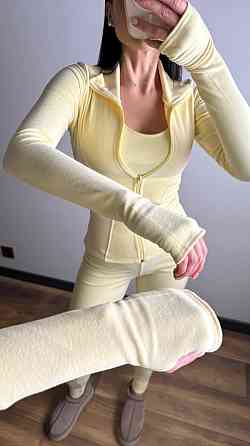 Женский термо костюм тройка: кофта топ и лосины трикотаж пума Лимонный, 42/44 Одесса