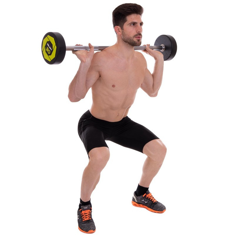 Штанга фіксована пряма поліуретанова Zelart 2689-30 довжина 107 см 30 кг Київ - фото 8