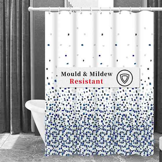 Шторка для ванны из полиэстера водонепроницаемая с кольцами Bathlux 180x180 см , занавеска для ванной комнаты Каменец-Подольский