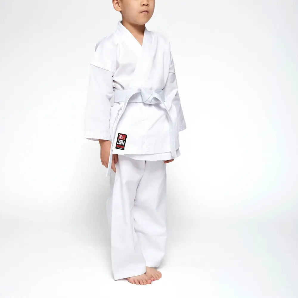 Костюм кимоно для карате белое с белым поясом в комплекте Leone AB400 для детей и взрослых рост 160 см Киев - изображение 3