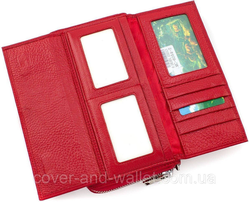 Великий жіночий гаманець клатч на змійці та магнітах червоного кольору Marco Coverna MC 6054 Київ - фото 9