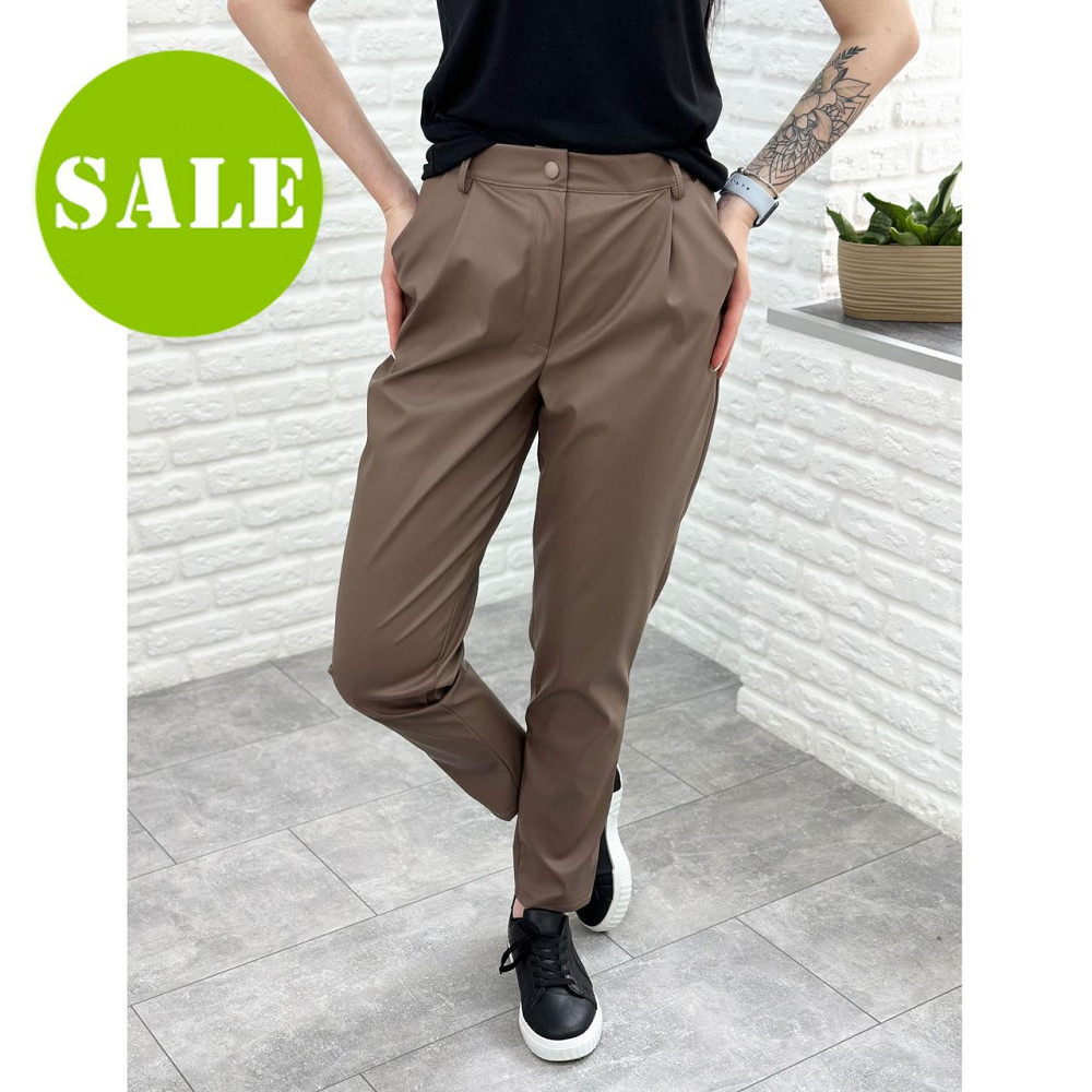 Прямі брюки з екошкіри "Arden" оптом | Розпродаж моделі Київ - фото 1