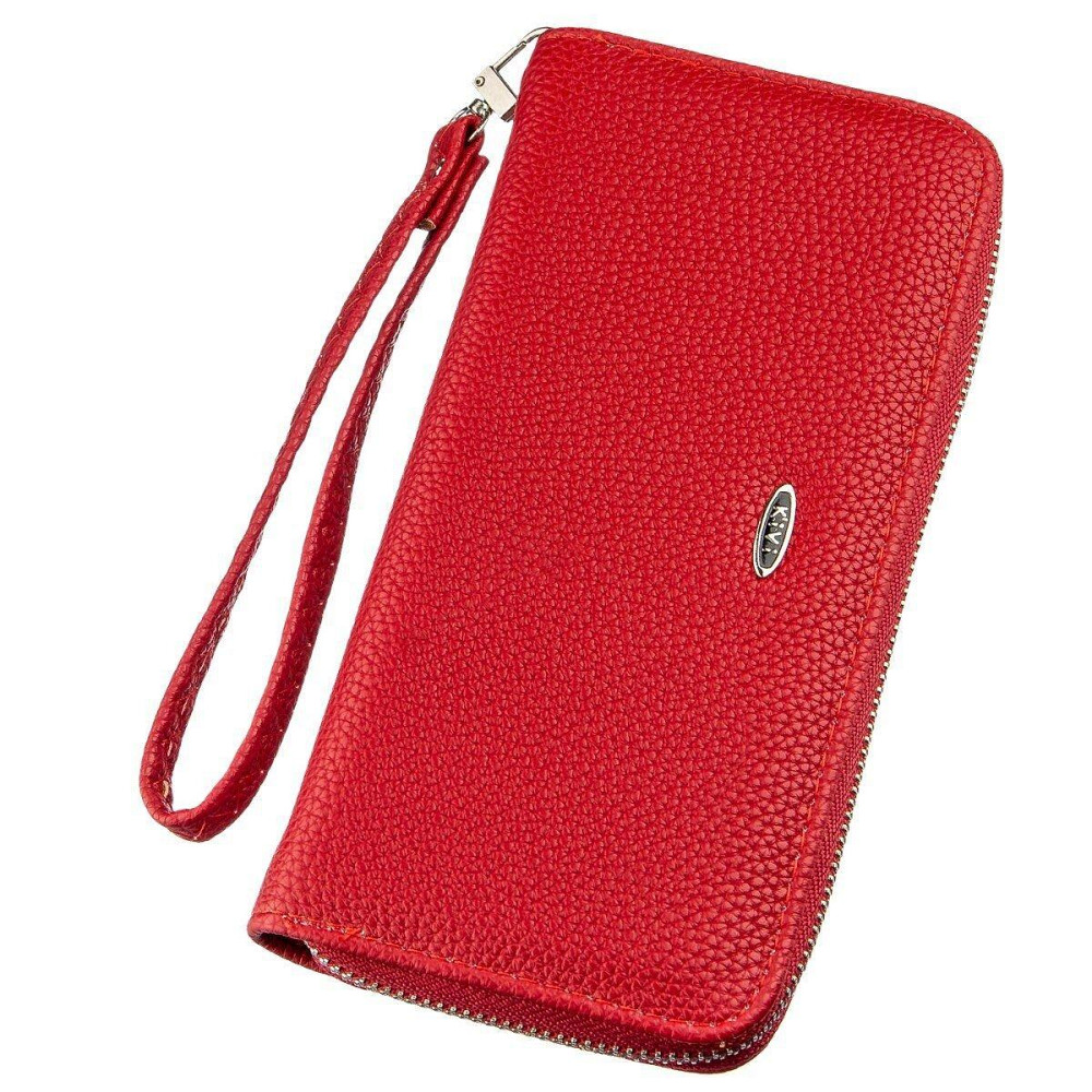 Гаманець жіночий на одну блискавку з екокожі флотар KIVI 19015 Червоний Київ - фото 1