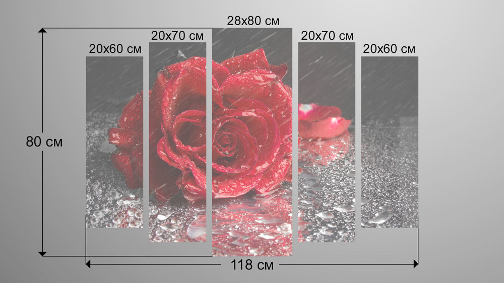 Модульная картина Роза Дождь Art-83_5 Киев - изображение 3